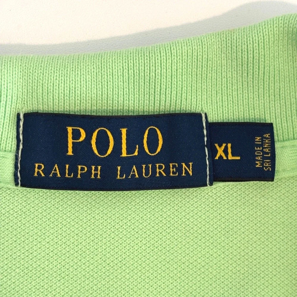 Polo Ralph Lauren Lime Green Polo Shirt Mens XL Purple Pony Logo Short Sleeve
